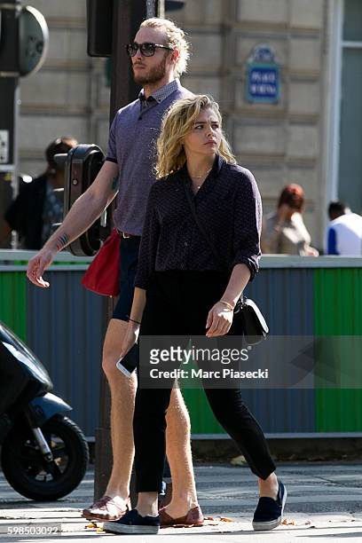 Actress Chloe Grace Moretz and brother Trevor Duke Moretz are seen strolling on September 1, 2016 in Paris, France.