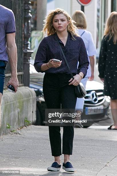 Actress Chloe Grace Moretz is seen strolling on September 1, 2016 in Paris, France.