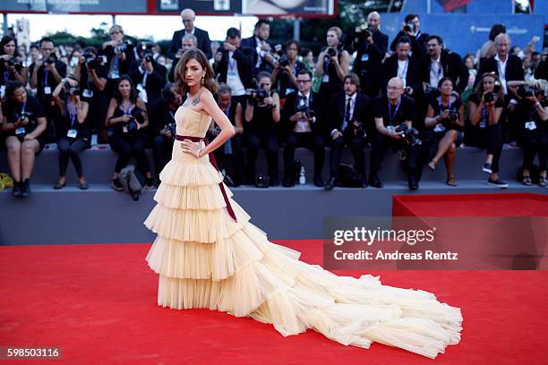 Eleonora Carisi attends the premiere of 'The Light Between Oceans' during the 73rd Venice Film Festival at Sala Grande on September 2, 2016 in...