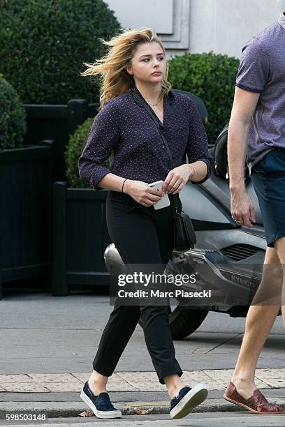 Actress Chloe Grace Moretz is seen strolling on September 1, 2016 in Paris, France.