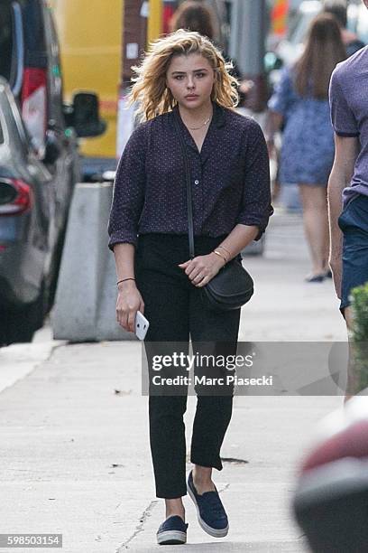 Actress Chloe Grace Moretz is seen strolling on September 1, 2016 in Paris, France.