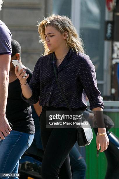 Actress Chloe Grace Moretz is seen strolling on September 1, 2016 in Paris, France.