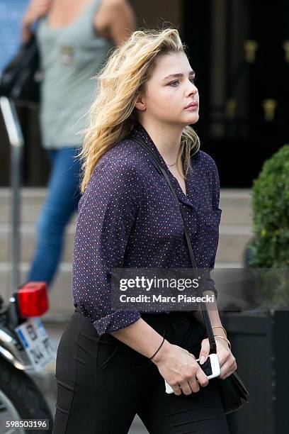 Actress Chloe Grace Moretz is seen strolling on September 1, 2016 in Paris, France.