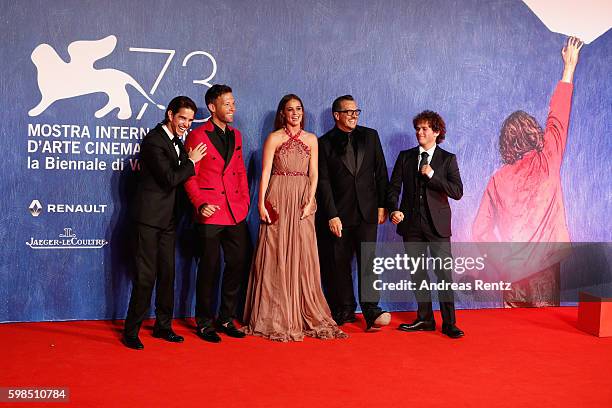 Joseph Haro, Taylor Frey, Matilda Lutz, Gabriele Muccino and Brando Pacitto attend the premiere of 'Summertime' during the 73rd Venice Film Festival...
