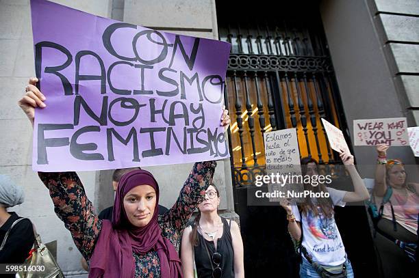 Members of Unity Against Racism and the muslim community, demonstrate in front of french consulate agaisnt islamophobia and the France's burkini ban...