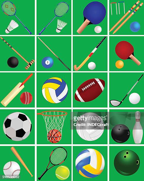 set of sports equipment - cricket bat icon stock illustrations