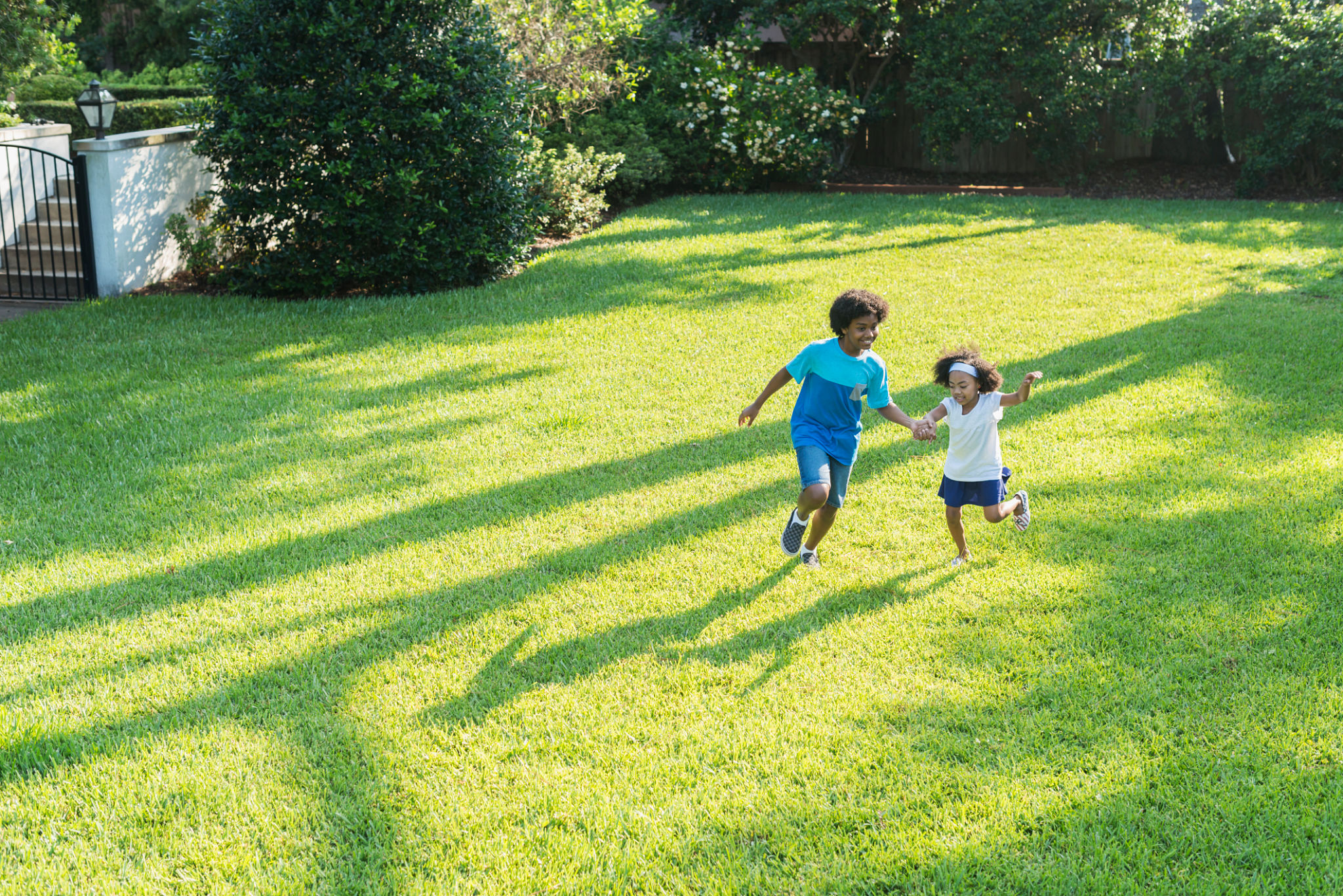 children playing grass