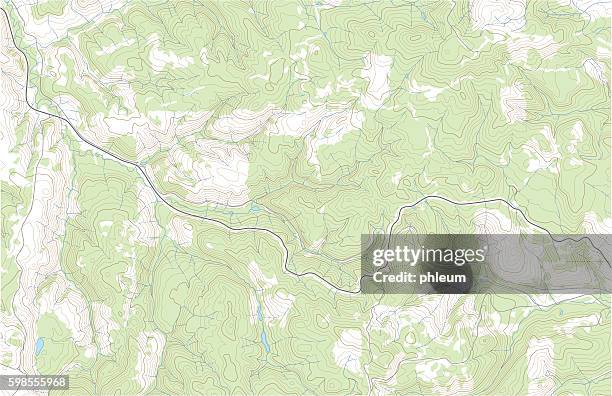 illustrazioni stock, clip art, cartoni animati e icone di tendenza di mappa topografica con foresta e ruscelli - topografia