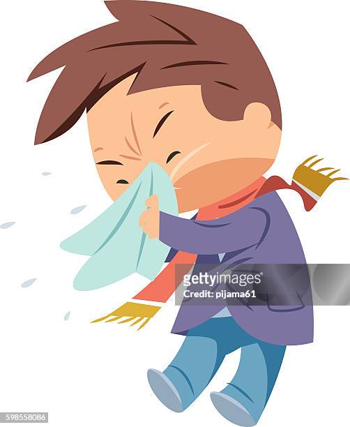 stockillustraties, clipart, cartoons en iconen met sneezing - flu