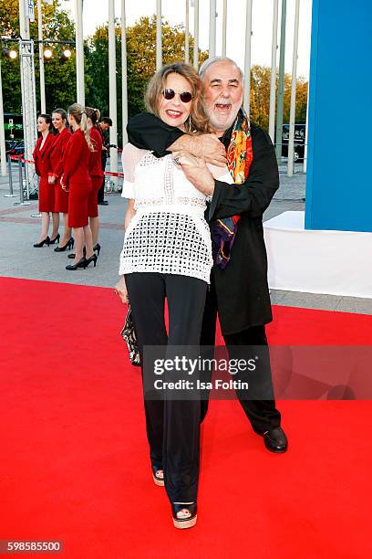 German actress Trixie Melles and star coiffeur Udo Walz attend the IFA 2016 opening gala on September 1, 2016 in Berlin, Germany.