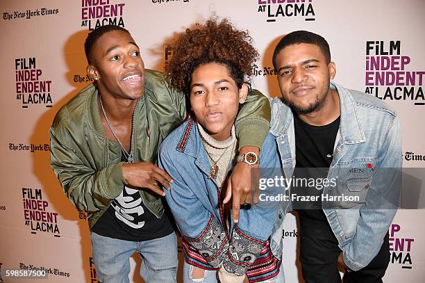 Actors Christopher Meyer, Jahking Guillory and C.J. Wallace, attend the Film Independent at LACMA - "Kicks" special screening and Q&A at Bing Theatre...