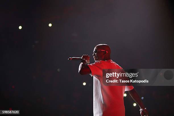 Recording artist DMX performs on stage during the Live Nation presents Bad Boy Family Reunion Tour sponsored by Ciroc Vodka, AQUAhydrate, DeLeon...