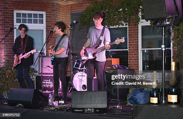 Luke Fenlon, Tom Shields, Sam McVann and Chay Heney of Sugarmen perform at Krug Island, a food and music experience hosted by Krug champagne on...