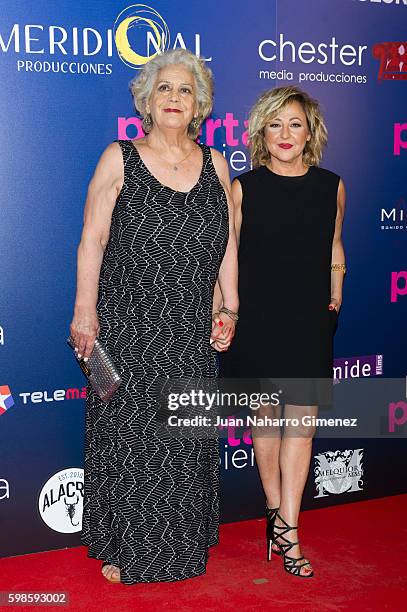 Terele Pavez and Carmen Machi attend 'La Puerta Abierta' premiere at Palacio de la Prensa Cinema on September 1, 2016 in Madrid, Spain.