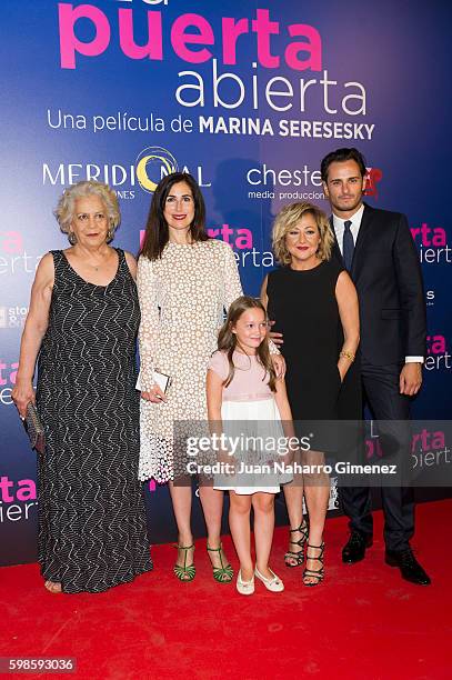 Terele Pavez, Marina Seresesky, Carmen Machi and Asier Etxeandia attend 'La Puerta Abierta' premiere at Palacio de la Prensa Cinema on September 1,...