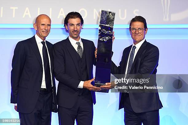 Beppe Ambrosini , Fabian Cancellara and Fabio Capello attend the Laureus F1 Charity Night at the Mercedes-Benz Spa on September 1, 2016 in Milan,...