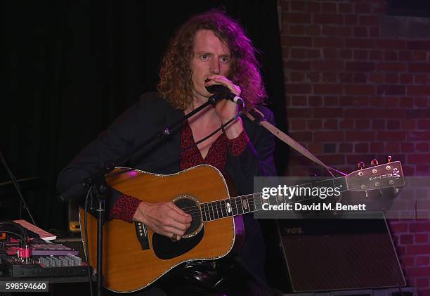 Blaine Harrison of The Mystery Jets performs at Krug Island, a food and music experience hosted by Krug champagne on September 1, 2016 in Maldon,...