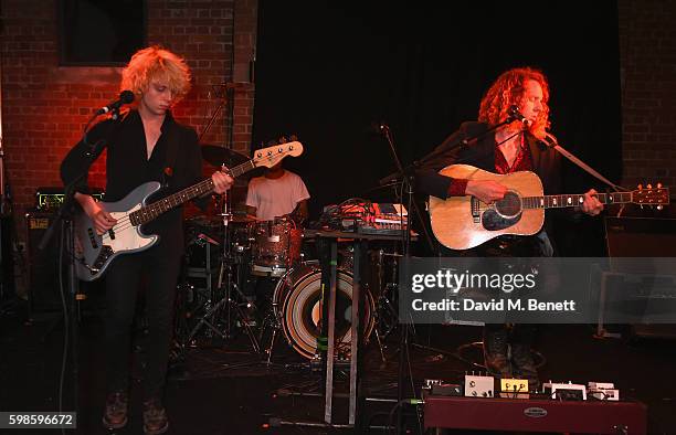 Jack Flanagan and Blaine Harrison of The Mystery Jets perform at Krug Island, a food and music experience hosted by Krug champagne on September 1,...