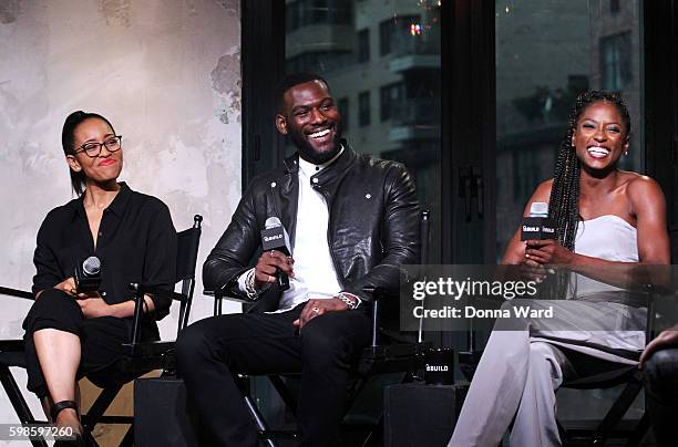 Dawn-Lyen Gardner, Kofi Siriboe and Rutina Wesley appear to promote "Queen Sugar" during the AOL BUILD Series at AOL HQ on September 1, 2016 in New...