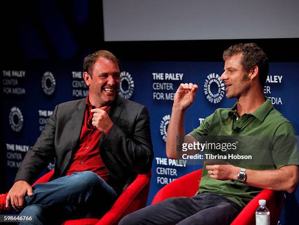 Trey Parker and Matt Stone attend The Paley Center for Media presents special retrospective event honoring 20 seasons of 'South Park' at The Paley...