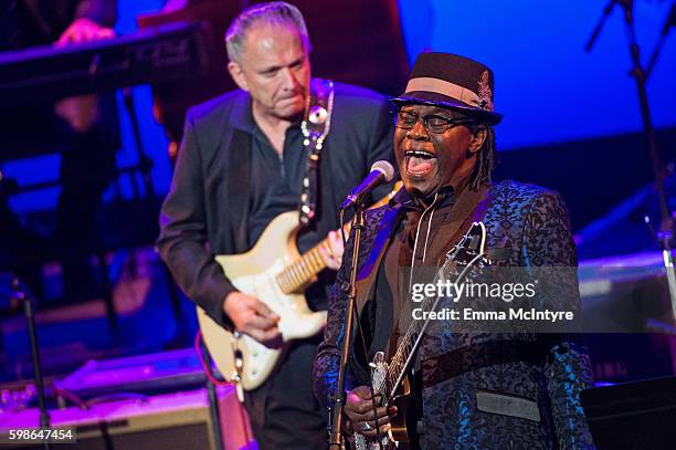 Musicians Jimmie Vaughan and Joe Luis Walker perform onstage at Icon: The Life And Legacy Of B.B. King, a live tribute concert presented by the...