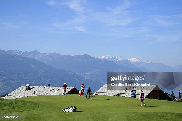 Graeme Storm of England putts on the seventh hole during the second round of the Omega European Masters at Crans-sur-Sierre Golf Club on September 2,...