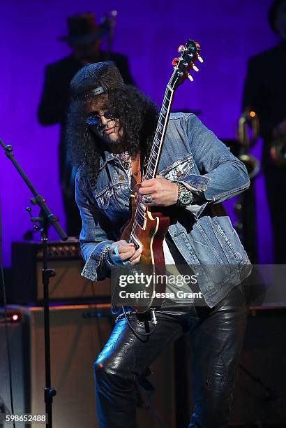Musician Slash performs at Icon: The Life And Legacy Of B.B. King, a live tribute concert presented by the GRAMMY Foundation and GRAMMY Museum and...