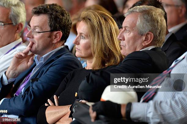 Cecilia Attias and her husband Richard Attias attend the Medef summer University conference on August 31, 2016 in Jouy-en-Josas, France. The Medef...