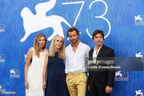 Producer Amy Berg, Franca Sozzani, director Francesco Carrozzini and producer Daniele Di Lorenzo attend the photocall of 'Franca: Chaos And Creation'...