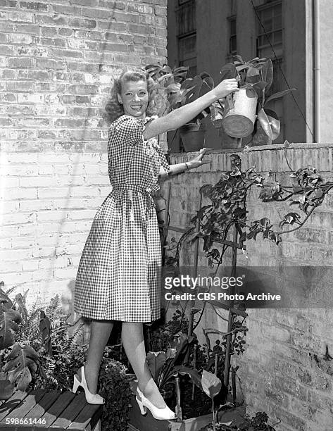 Penny Singleton, star of the CBS Radio program, Blondie. She takes some time away from the microphone. November 1, 1944. New York, NY.