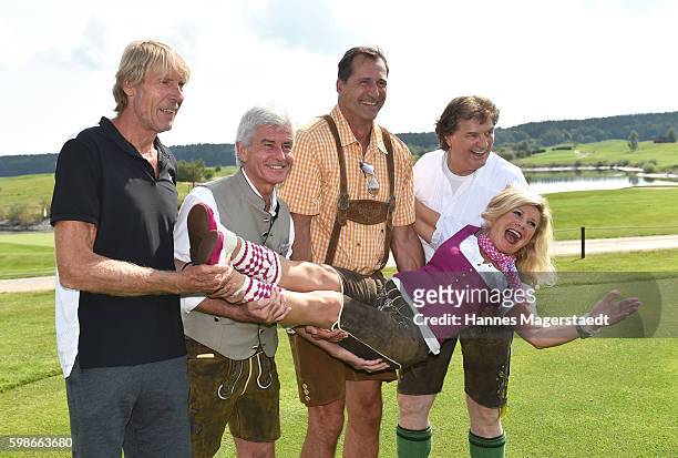 Carlo Traenhardt, Frederic Meisner, Lars Riedel and Marianne Hartl and Michael Hartl during the 5th Lederhos'n Cup on September 2, 2016 in Valley...