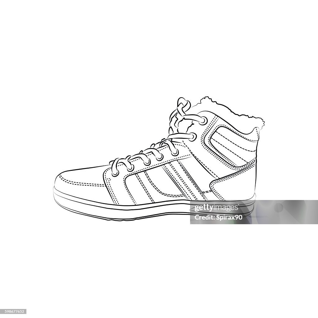 Contour Shoes Cartoon Sneaker Isolated On White Background High-Res Vector  Graphic - Getty Images