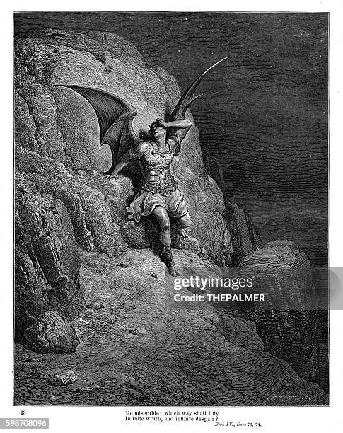 unendlicher zorn und unendliche verzweiflung 1885 - gustave dore stock-grafiken, -clipart, -cartoons und -symbole