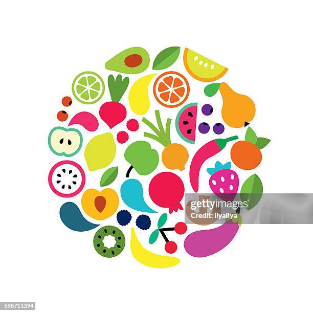 stockillustraties, clipart, cartoons en iconen met fresh fruits and vegetables - paprika