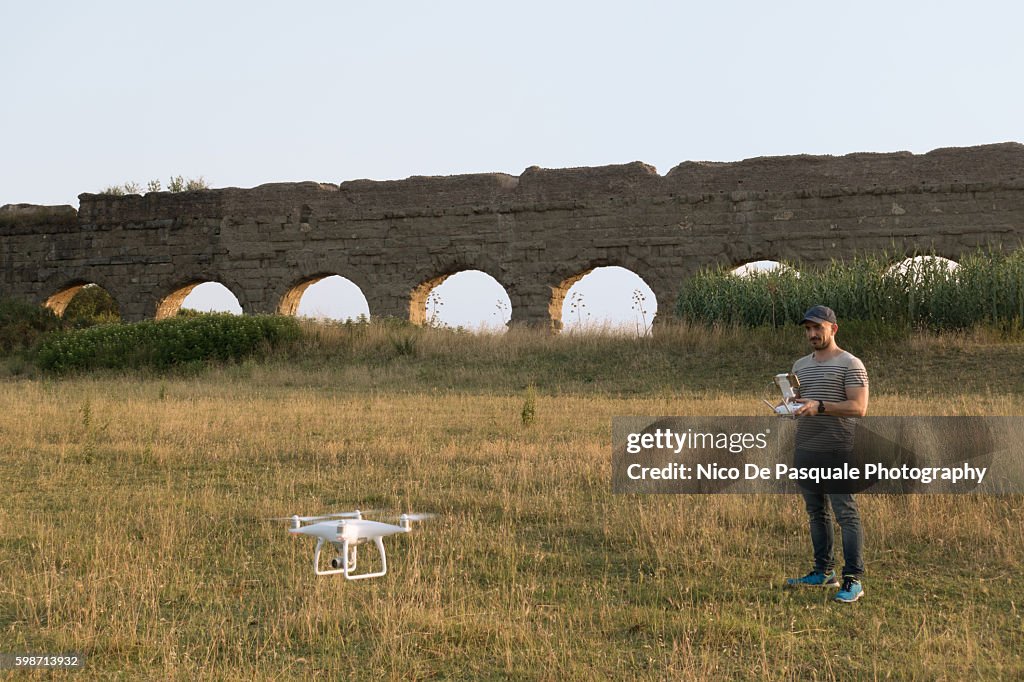 Man using drone