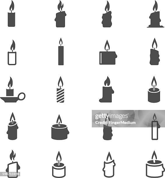 ilustraciones, imágenes clip art, dibujos animados e iconos de stock de conjunto de iconos de velas - vela equipo de iluminación