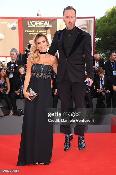 Wilma Helena Faissol and Francesco Facchinetti attend the premiere of 'Nocturnal Animals' during the 73rd Venice Film Festival at Sala Grande on...