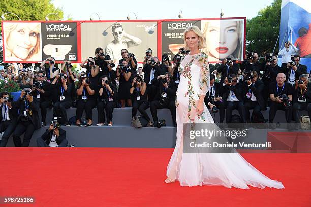Eva Herzigova attends the premiere of 'Nocturnal Animals' during the 73rd Venice Film Festival at Sala Grande on September 2, 2016 in Venice, Italy.