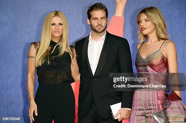 Michelle Hunziker, Tomaso Trussardi and Gaia Trussardi attend the premiere of 'Franca: Chaos And Creation' during the 73rd Venice Film Festival at...