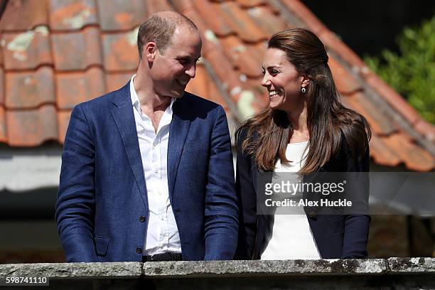 Prince William, Duke of Cambridge and Catherine, Duchess of Cambridge at the Tresco Abbey Gardens during a visit to Cornwall on September 2, 2016 in...