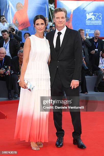 Colin Firth and Livia Giuggioli attend the premiere of 'Nocturnal Animals' during the 73rd Venice Film Festival at Sala Grande on September 2, 2016...