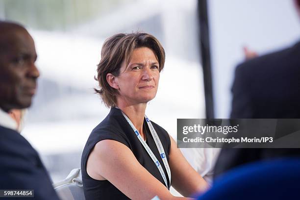 Chief Executive of Engie, the French Energy Industry group, Isabelle Kocher attends a conference at the Summer University of Medef, the French...