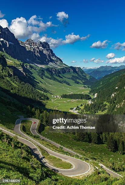 alpine klausen pass road, switzerland - klausen stock pictures, royalty-free photos & images