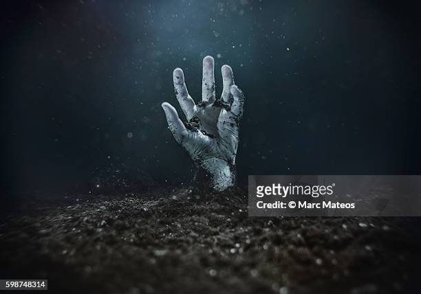 zombie hand emerging from the ground - carneiro - fotografias e filmes do acervo