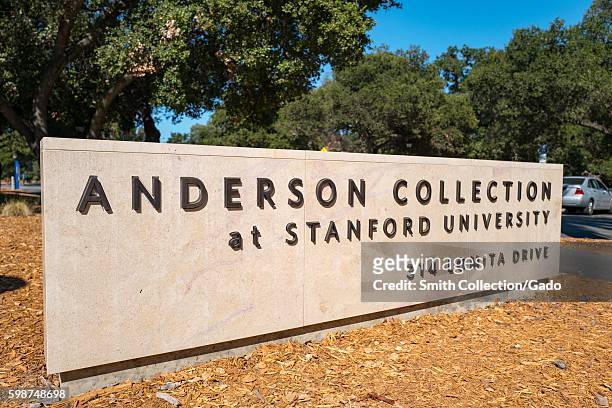 Signage for Anderson Collection, on the campus of Stanford University in the Silicon Valley town of Palo Alto, California, August 25, 2016. .