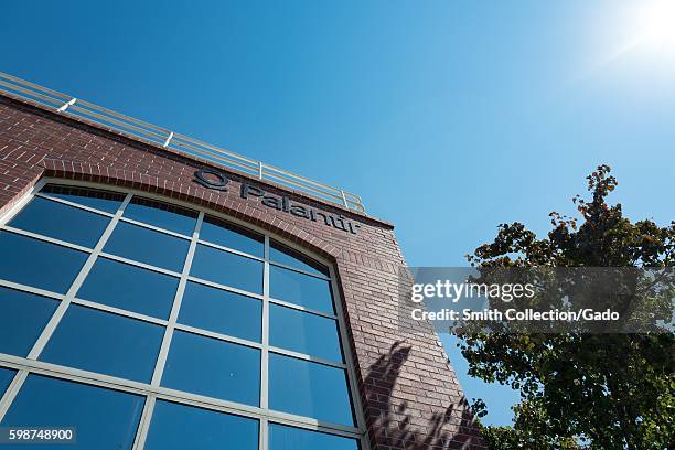 Logo and signage at the headquarters of big data analytics company Palantir, in the Silicon Valley town of Palo Alto, California, August 25, 2016. .