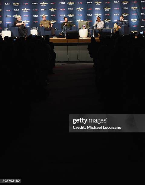 Moderator, film critic Jordan Hoffman, and actors John Billingsley, Dominic Keating, Anthony Montgomery and Connor Trinneer from Star Trek:...