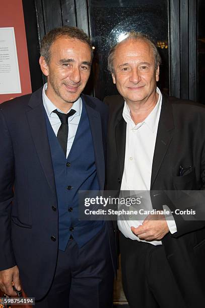 Elie Semoun and Patrick Braoude attend the Opening Diner of the 42nd Deauville American Film Festival on September 2, 2016 in Deauville, France.