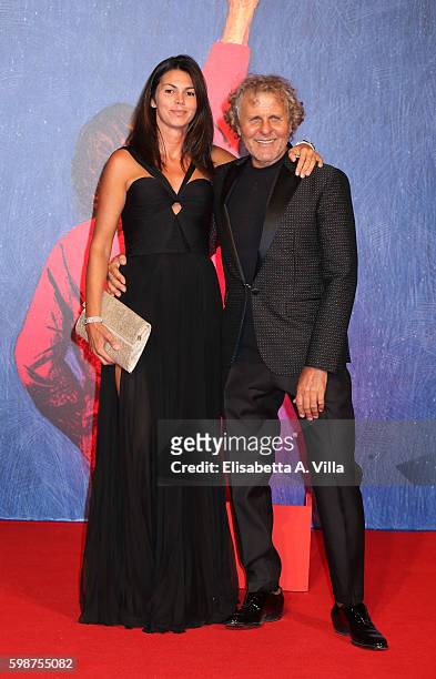 Arianna Alessi and Renzo Rosso attend the premiere of 'Franca: Chaos And Creation' during the 73rd Venice Film Festival at Sala Giardino on September...