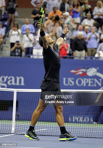 Rafael Nadal of Spain celebrates after winning his third round Men's Singles match against Andrey Kuznetsov of Russia on Day Five of the 2016 US Open...